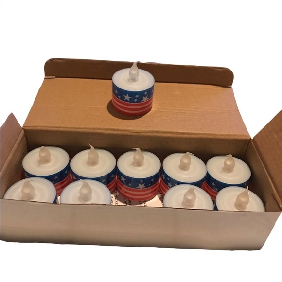 Battery Operated Patriotic Flag LED Tea Light Candles - Picture 5 of 10